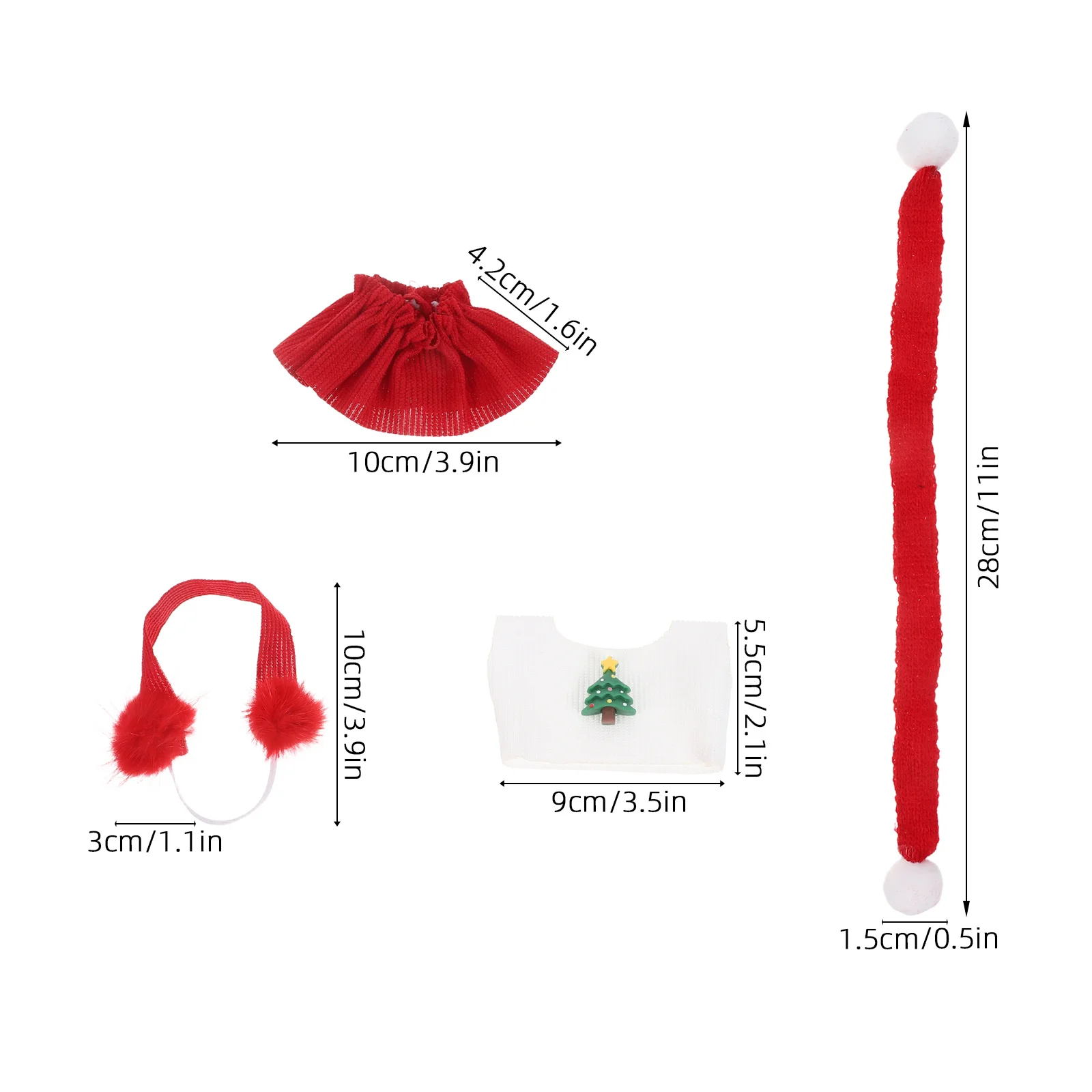 Kerstoutfitset Gebreide Kerstman Top Rok Sjaal Oorbeschermers Trui Vakantie Fantasiespel Kleding 1Set Kerstjurk