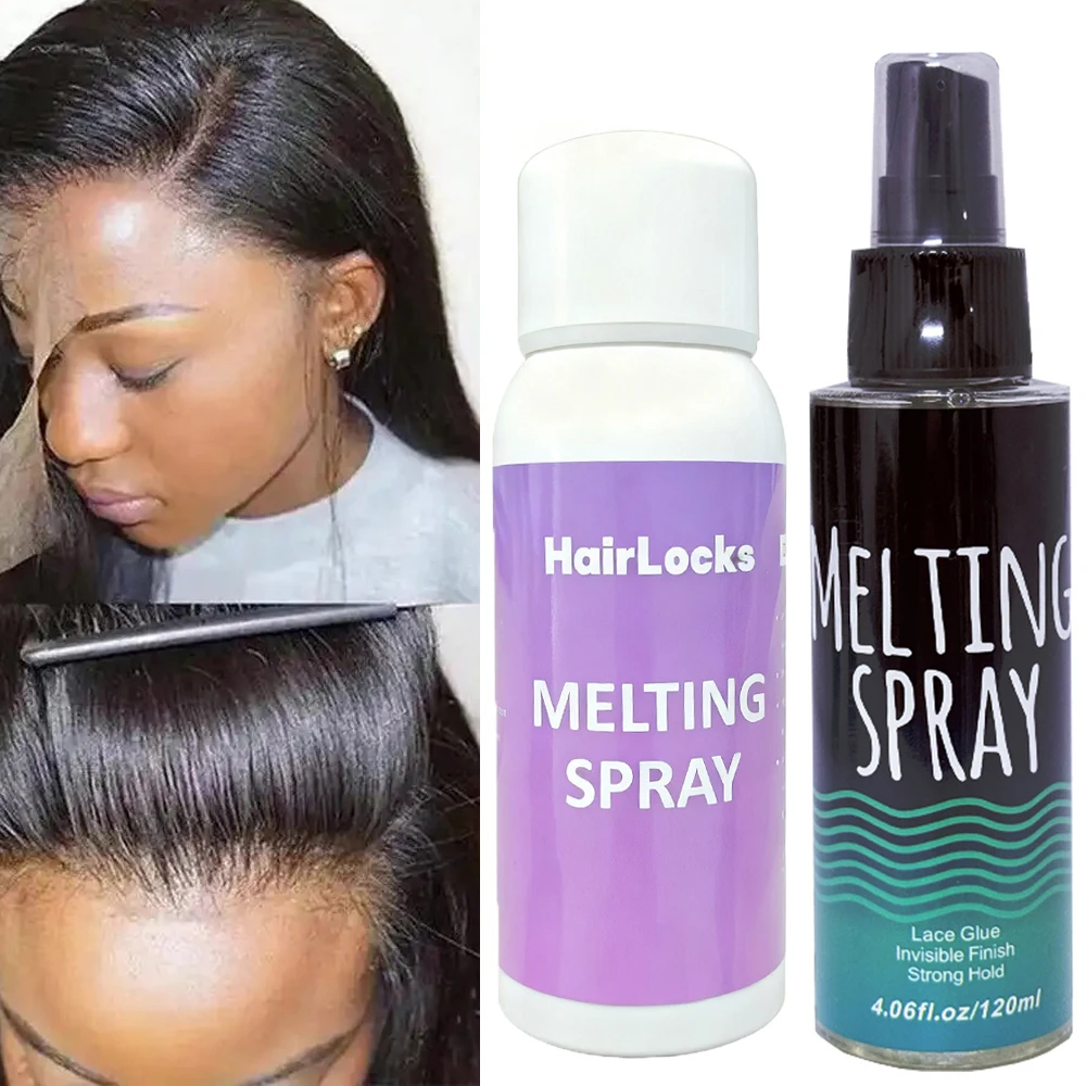 Lace Wig Melting Spray 120ml Toupee Adhesives Wig Melting Spray Frontal Closure Synthetic Hair Forehead Closure Glue Spray