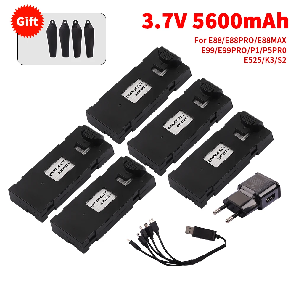 Accesorio de batería de 3,7 V y 5600Mah para Dron teledirigido, E88, E88PRO, E99, P1, K3, LsE525, E525 PRO, Mini Uav, piezas especiales de batería para Dron teledirigido