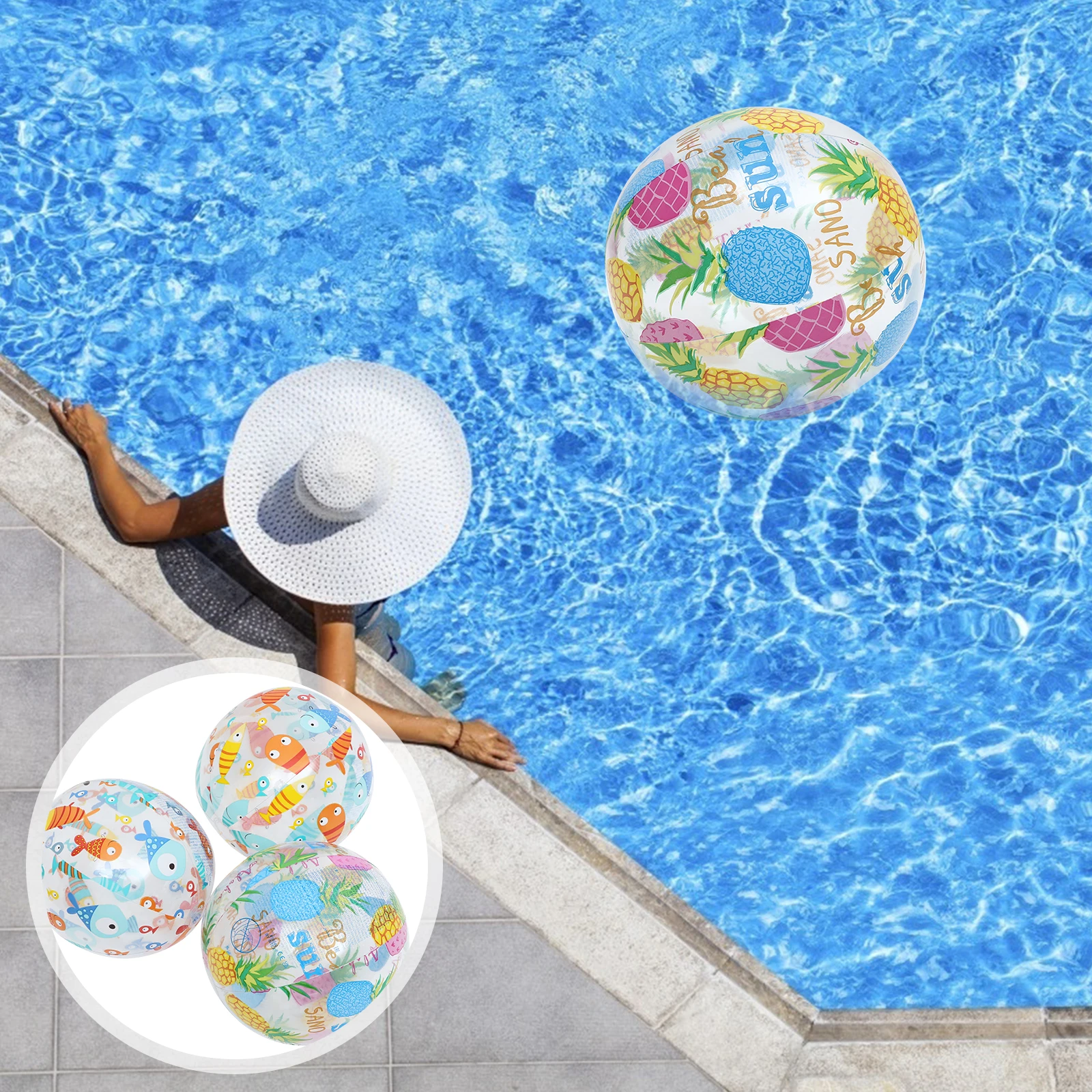 

3 Pcs Inflatable Beach Ball for Pool Balls Animals Print Popularity Decorations