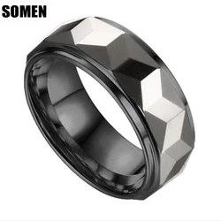 Somen 8mm Men Tungsten Carbide Ring High Polished Wedding Bands Black/Gold Color Engagement Rings