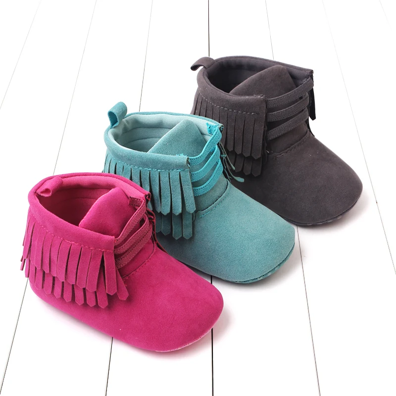 Spring Autumn New Style Baby Shoes Faux Suede Tassel Learning Shoes with Soft Soles Baby Shoes for Spring and Autumn 0-1Year Old