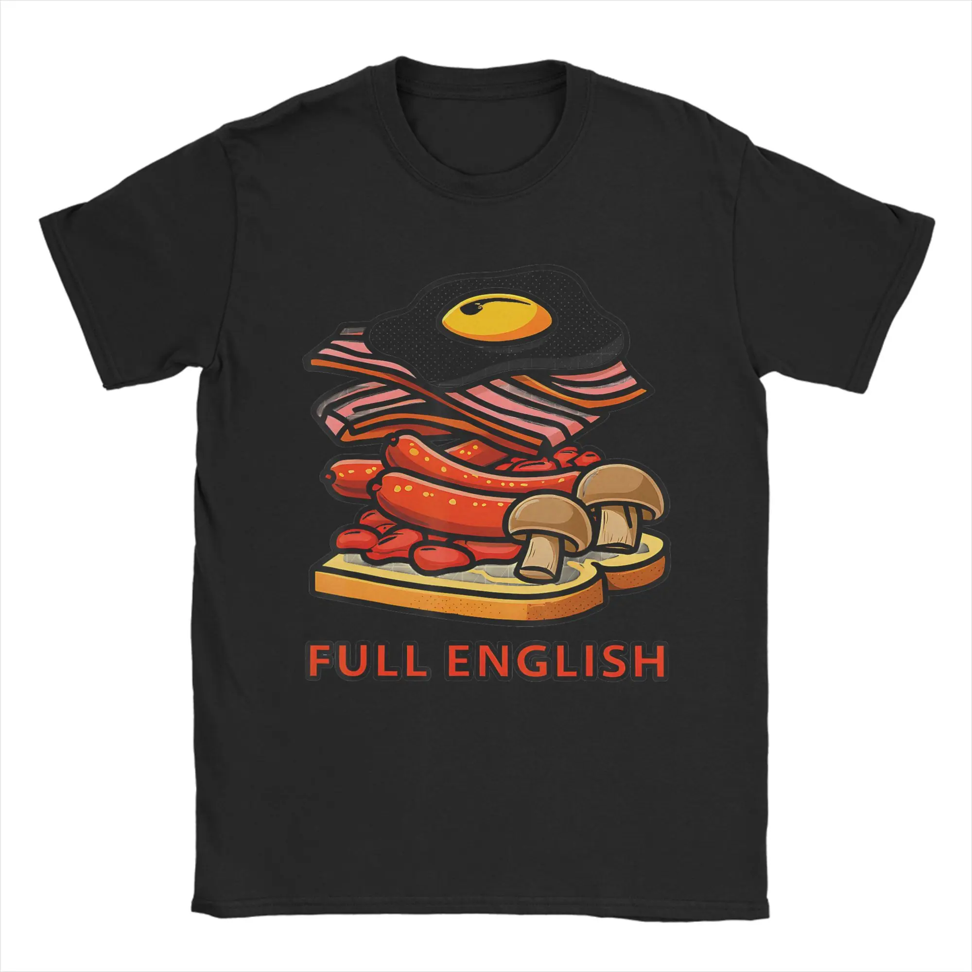 Full English Breakfast Lover Funny British Food T-Shirt for Men  Vintage Cotton Tees Crewneck Short Sleeve T Shirts Plus Size
