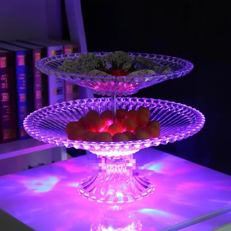 Bandeja de frutas con luz LED, plato para servir fiesta brillante para club nocturno, Bar, cuenco decorativo para aperitivos, bandeja de almacenamiento festiva para el hogar