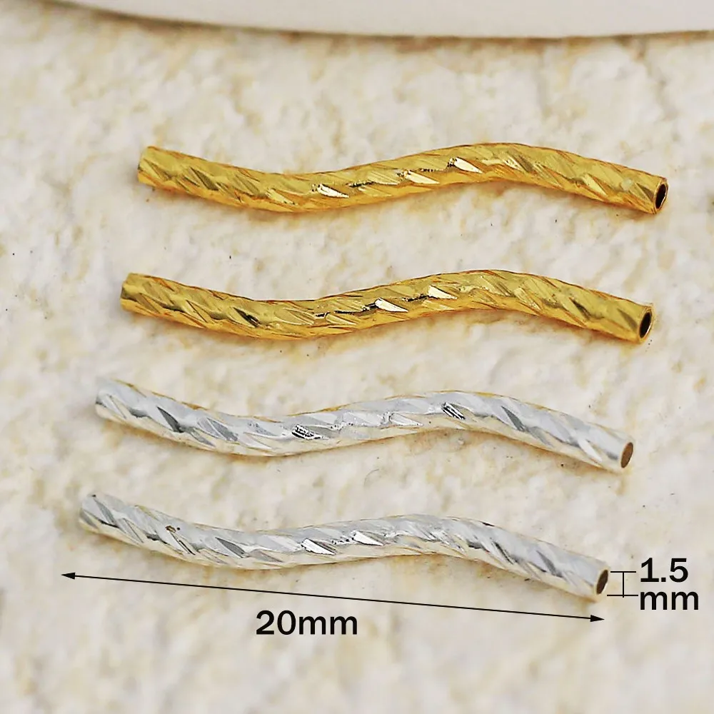20Pcs 18K Golden Plated Brass S Shape Twisted Tube Beads Connector DIY Bracelet  Necklace Jewelry Making Accessories Wholesale