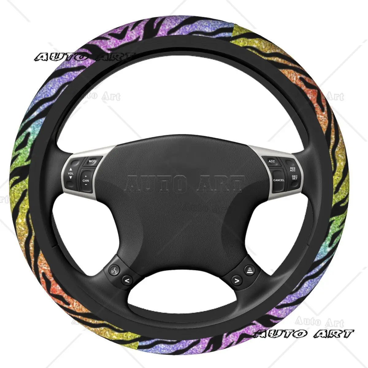 Rainbow Glitter Tiger Car Steering Wheel Cover 38cm Soft Car-styling Steering-Wheel Accessories