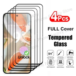 4PCS Full Cover Tempered Glass For Google Pixel 9 Pro Protective Screen Protector For Pixel 9 Pro XL Fingerprint Unlock Glass