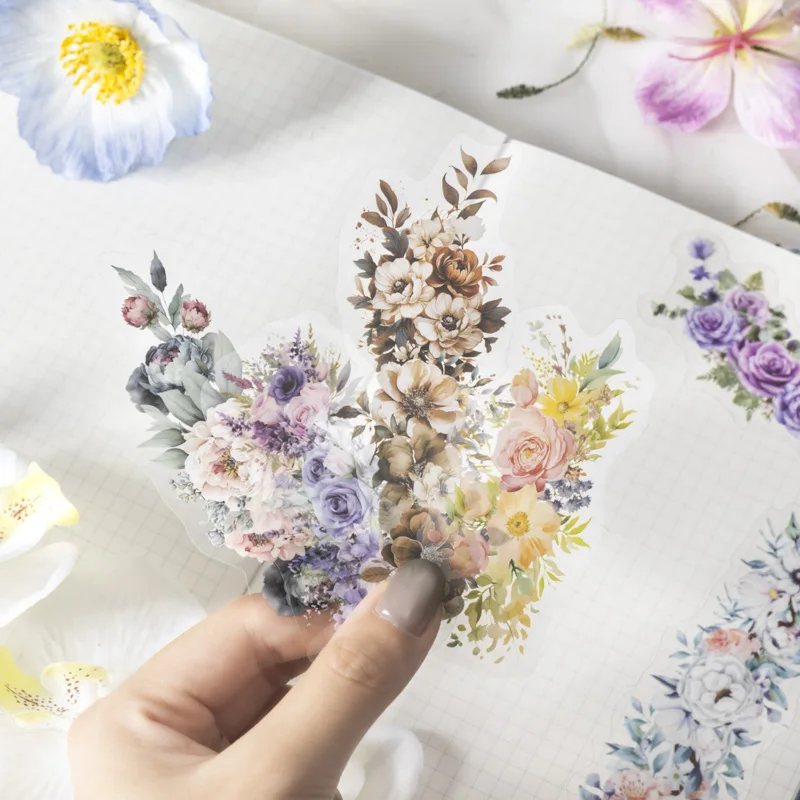 

10pcs/pack Vintage Long strip plants Flowers Sticker Pack Creative Hand Account Collage Card Scrapbooking Materials Stationery