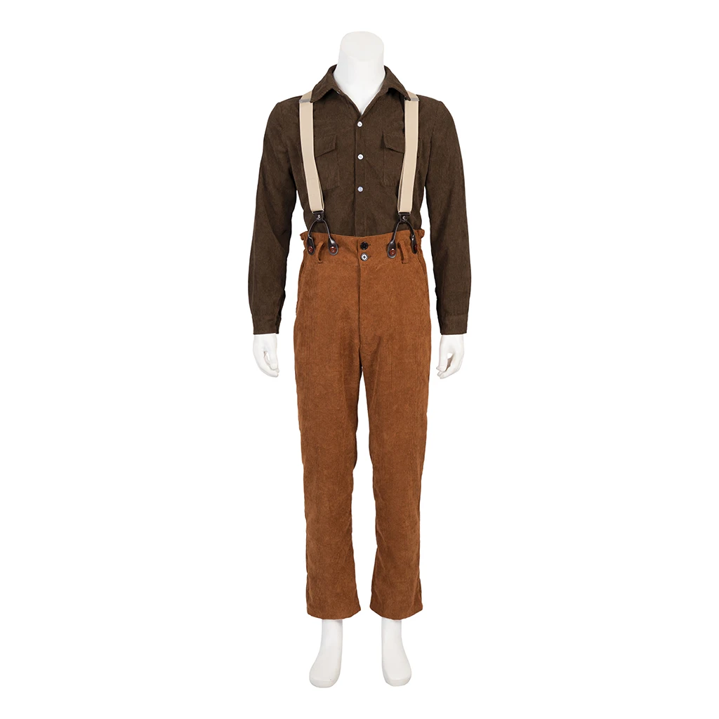 Movie Leonardo DiCaprio Cosplay Costume Men's Brown Top with Overalls Men's Casual Clothing Adult Men's Clothing