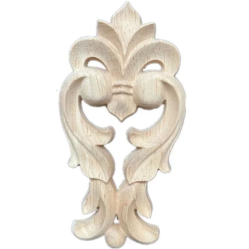 1PC Woodcarving Corner Decal Wooden Figurines Crafts Corner Appliques Frame Onlay Wall Door Furniture Decorative 10x5cm