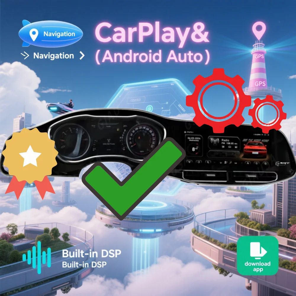 

For Dodge Challenger 2010 -2023 Wireless Carplay Android Car Radio LCD Touch Screen Multimedia Player Car GPS Navi DSP Head uni