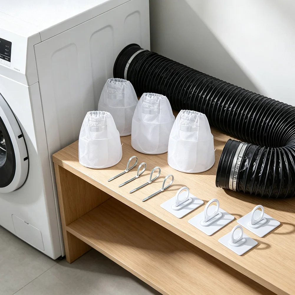 Cotton Dryer Lint Trap Filter Bag, High Efficiency Lint Bag For Ventless Clothes Dryer, Reusable Dust Collection Pouch