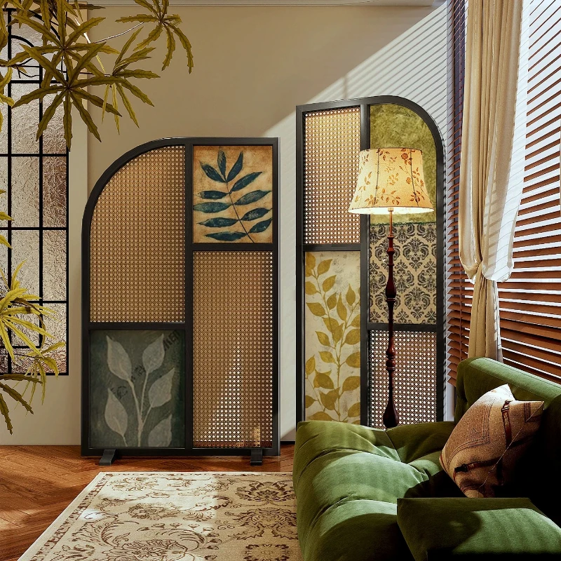 Used screen partition for living room entry, sofa, home background, movable foldable
