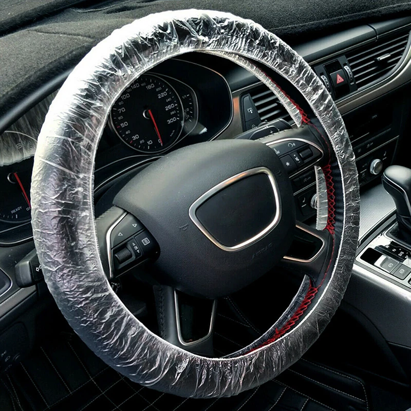Hot Sale 20Pcs Universal Clear White Plastic Disposable Steering Wheel Cover For Car
