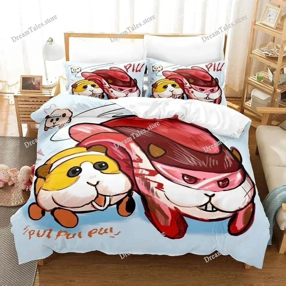 3D Kawaii Cartoon Animal Pui Pui Molcar Bedding Set Single Twin Full Queen King Size Bed Set Adult Kid Bedroom Duvet Cover Sets