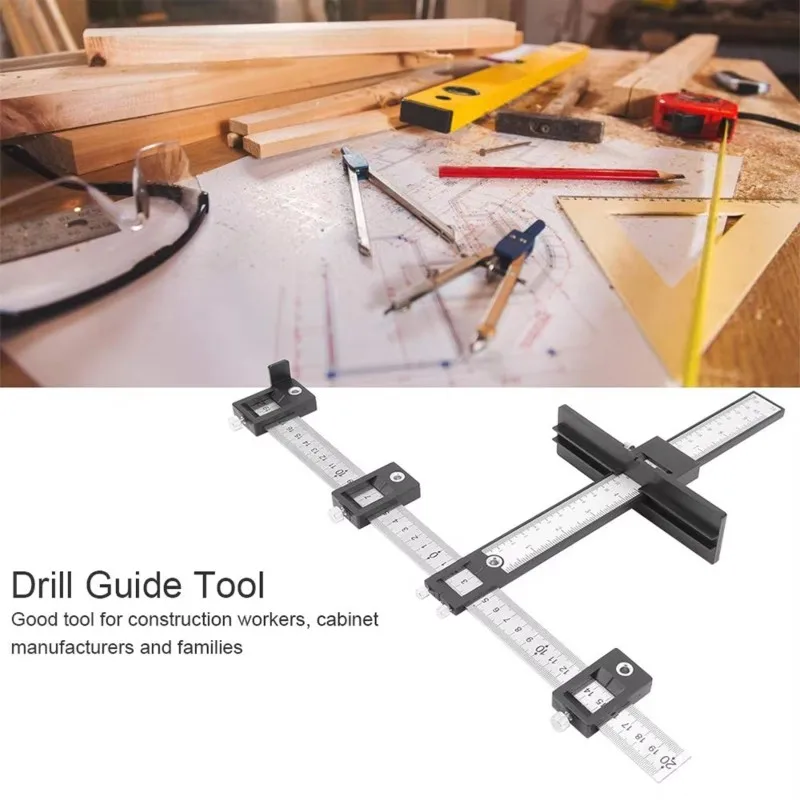 【FLASH DEAL】Drill Template Guide Tool, Adjustable Punch Locator Tool, For Installation Of Doors Drawer Handles Knobs Drilling Ho