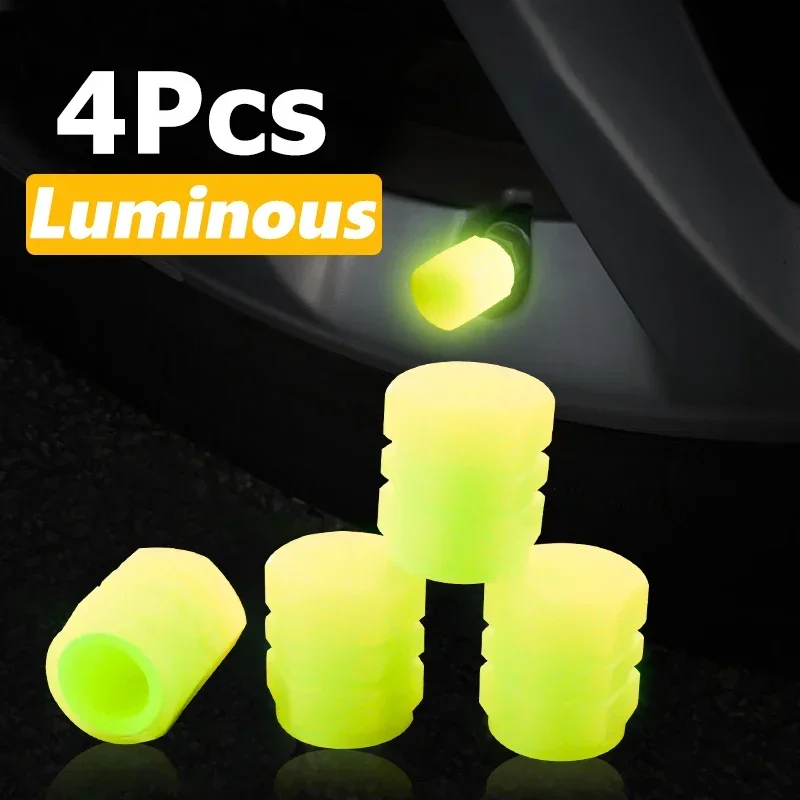 1/4Pcs Leucht Ventil Kappen Fluoreszierende Grün Blau Nacht Leuchtende Auto Moto Fahrrad Rad Styling Reifen Hub Universal kappe Dekor
