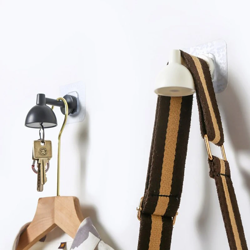 Creative Wall Hanging Hook Key Holder Desk Lamp Self-adhesive Clothes Hat Key Holder Hangers Key Rack Wall Furniture Decoration
