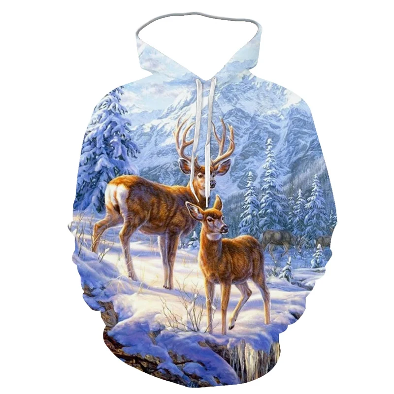 Deer Elk Fashion Style 3D Printed Hoodies Unisex Pullovers Hoodie Casual Sweatshirts Street Top Tracksuit