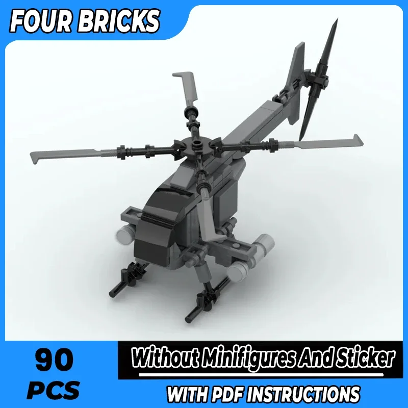 Military Model Moc Building Bricks AH-6 Little Bird Helicopter Technology Modular Blocks Gifts Christmas Toys DIY Sets Assembly