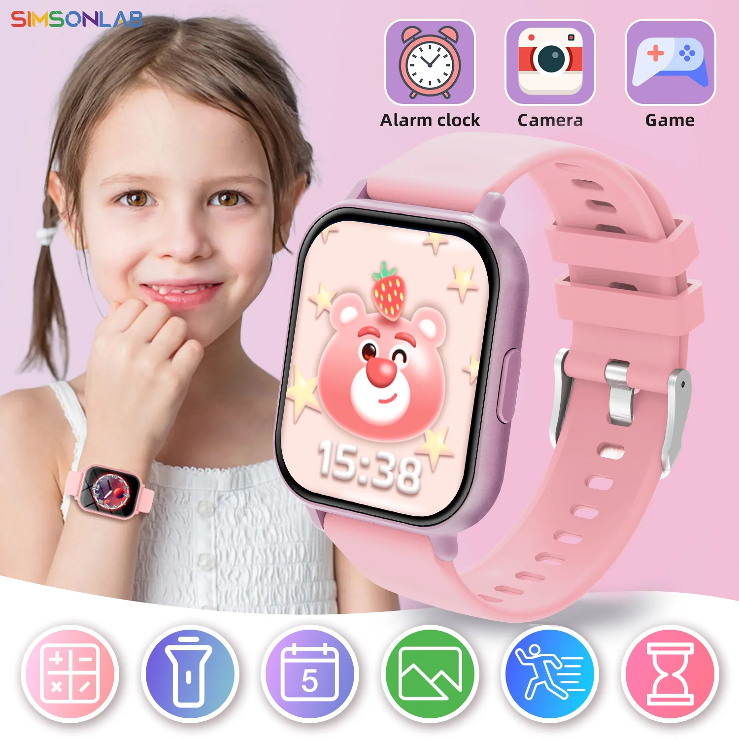 Kids Smartwatch 1.83-inch Screen Bluetooth Call/Music Camera Control Message Push 260mAh Battery Parent-child interaction Watch
