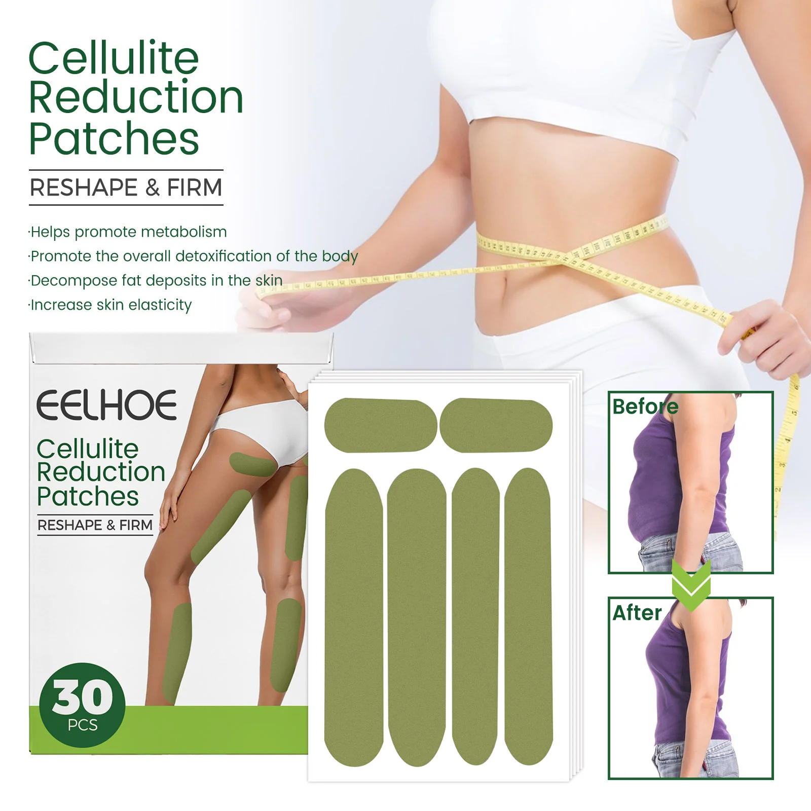 30pcs/box Leg Slimming Patch Wormwood Slim Leg Plasters Fat Burning Anti Cellulite Quick Thin Leg Patches Weight Loss Stickers