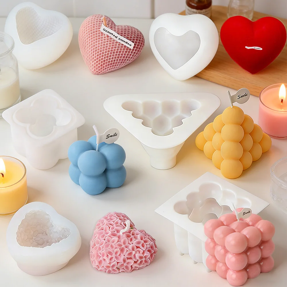 3D Heart Bubble Silicone Candle Molds DIY Aromatherapy Candle Making Kit Soap Resin Moulds Home Wedding Decor Craft Supplies