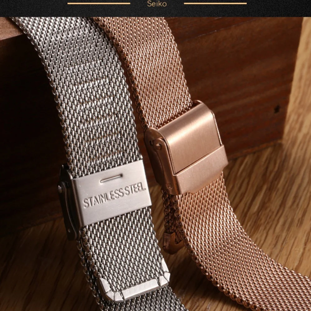 For Traditional Watche 8/10/12/14/15/16/20/24mm Stainless Steel Watch Strap Straight End Bracelet Mesh Buckle Milanese Loop Band