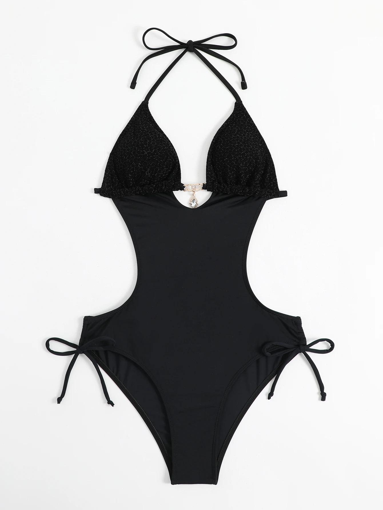 sexy black bathing suit Miccostumes Swimsuits for Women Gothic Style Bathing Suit Six-Pointed Star  Sexy Backless One-piece Swimwear