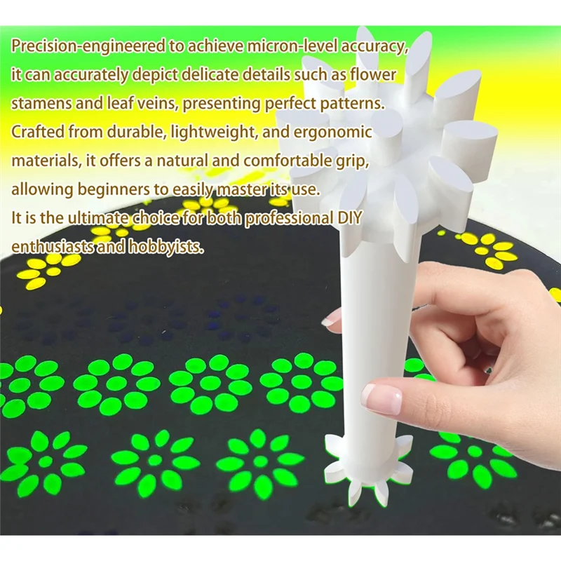 AT19-Flower Petal For Dot Painting Tools, 10-Petal Double Sided Tool Set, Floral Stamps For Card Making