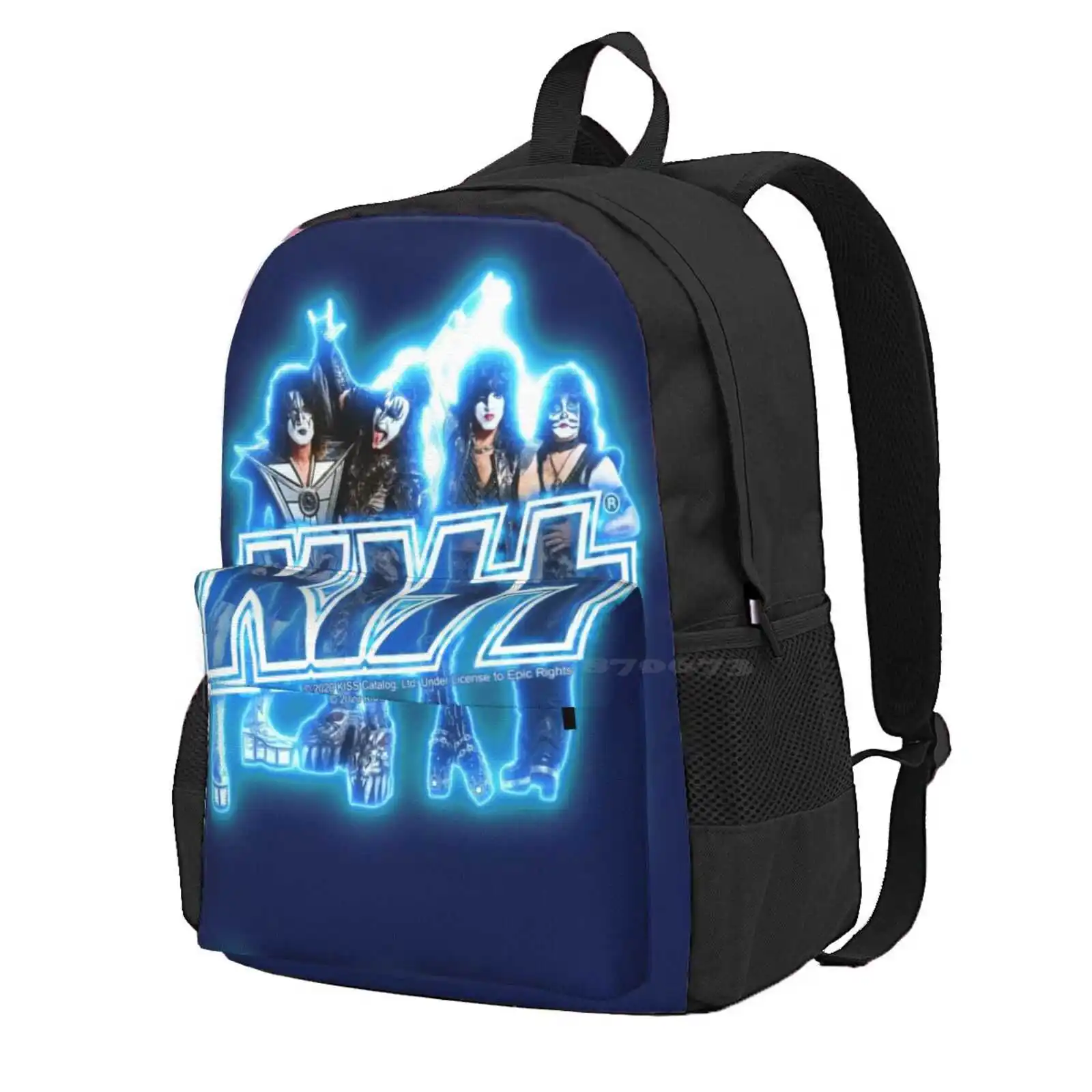 Kiss The Band - Blue Energy Glow Hot Sale Schoolbag Backpack Fashion Bags Kiss Fan Art Kiss Band Kiss Music Kiss The Band Kiss