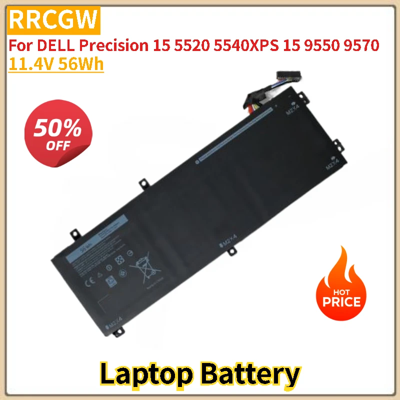 

RRCGW Laptop Battery 11.4V 56Wh for DELL Precision 15 5520 5540XPS 15 9550 9570 Series Replacement Battery New High Quality