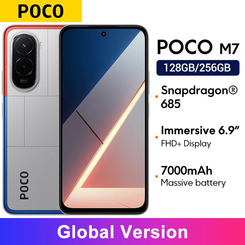 Глобальная версия POCO M7 Snapdragon ®   Смартфон 685 6,9 дюйма, 144 Гц, FHD +, точечный дисплей, камера 50 МП, аккумулятор 7000 мАч, быстрая зарядка 33 Вт,NFC