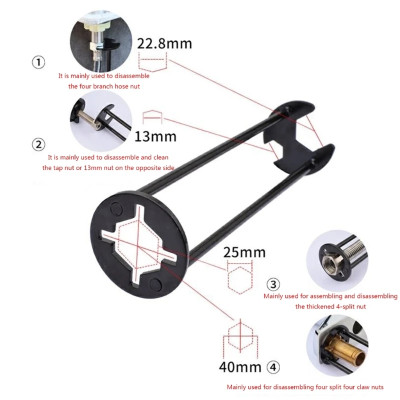 Wielofunkcyjny klucz do zlewu antypoślizgowe narzędzie do naprawy zlewu kuchennego bateria do łazienki wąż instalacja klucz