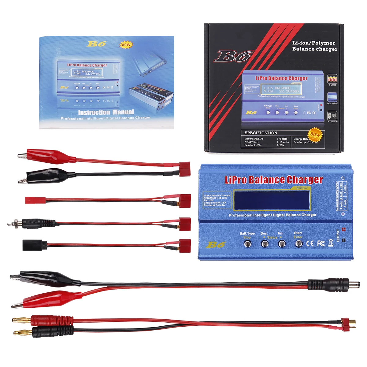 B6 50W 80W 6A Batterijlader Lipo NiMh Li-ion Ni-Cd Digitale B6 Lipro Balanslader Ontlader