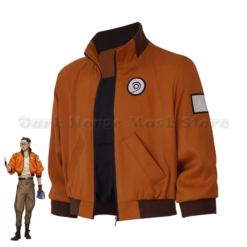 Game Disco Elysium Cosplay Kim Kitsuragi Kostüme Orange Mantel Kim Kitsuragi Reißverschluss Kurze Baseballjacke Herren Casual Pilotenjacke