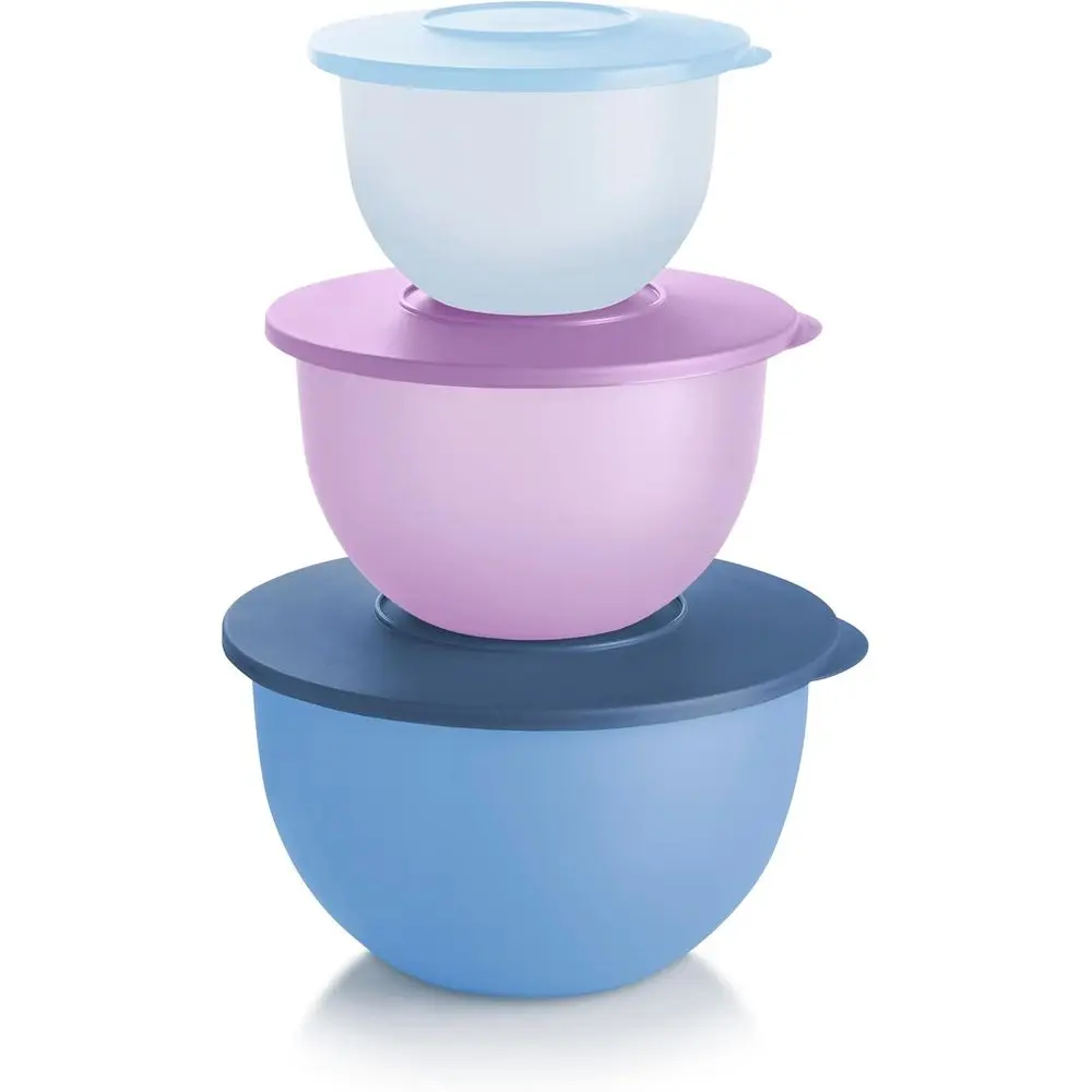 

3-Piece Food Storage Bowl Set with Lids, Blue, Dishwasher Safe, BPA-Free
