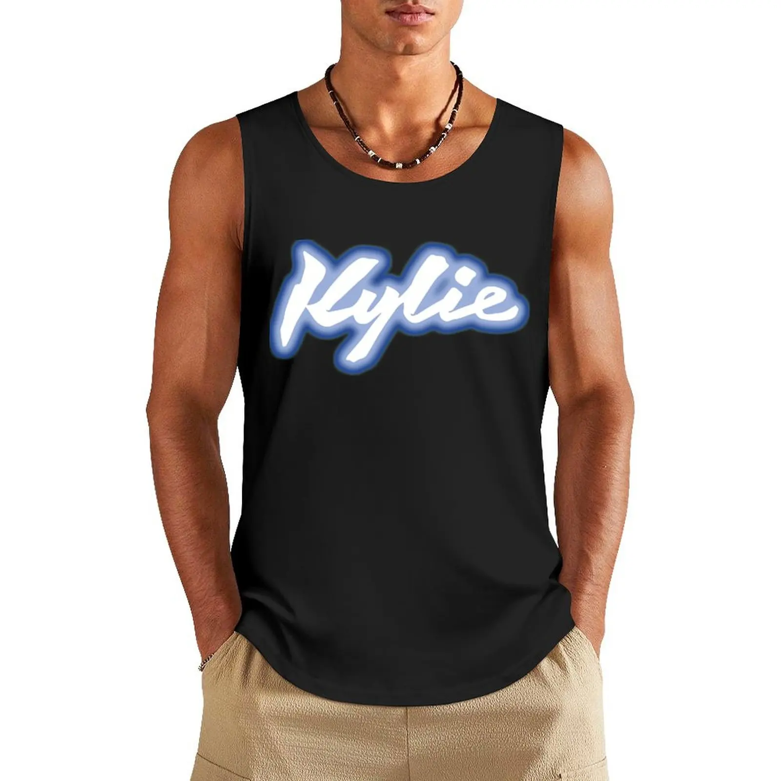 Kylie Minogue - 2020 Logo - White and icy Blues Tank Top bodybuilding man sports vest