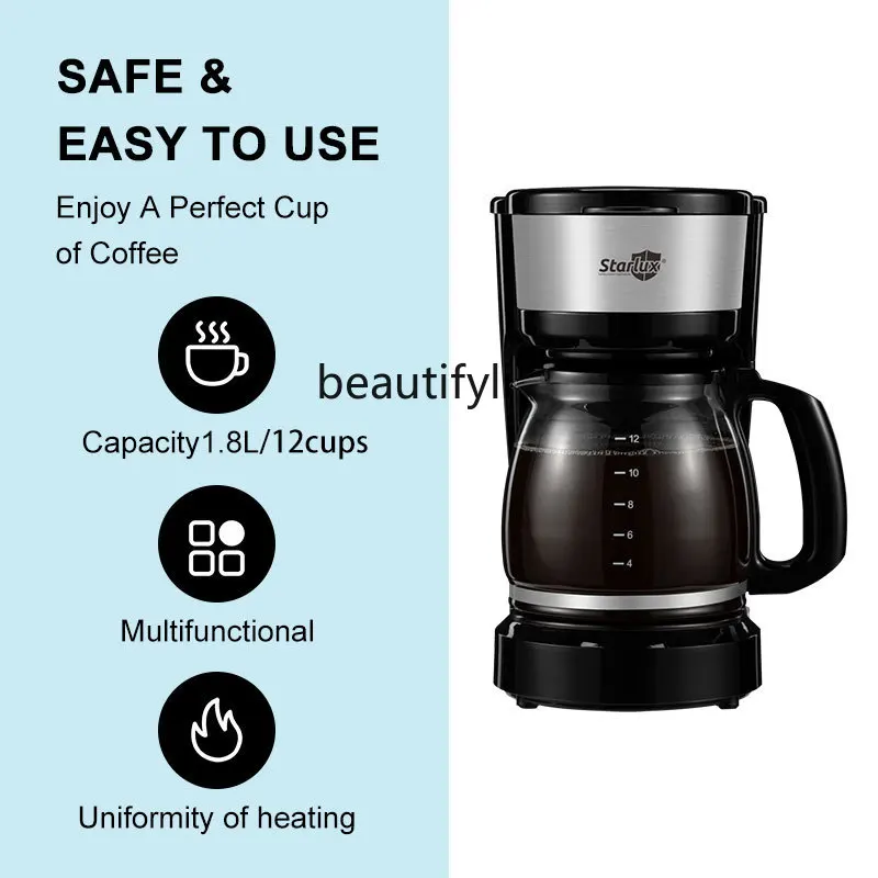 ماكينة صنع القهوة الأمريكية الصغيرة متعددة الوظائف سعة 1.8 لتر