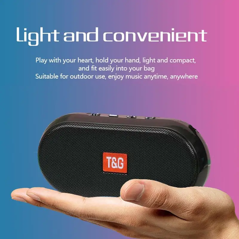 T&G Portable Bluetooth Speaker Wireless TWS Mini Bass Column Boombox FM USB BT Outdoor Music Player For Smart Phone PC Laptop