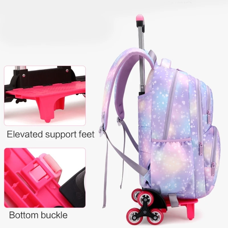 Colorful Heart Print Trolley Backpack for Various Occasions Convenient for Carrying Books Documents School Office and Trip