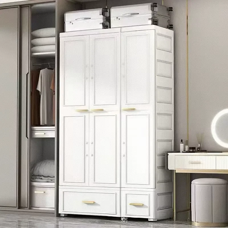 86Cm wide plastic three-sided door locker, 2-layer drawer, with wheels, PP material, clothing and footwear storage box, with