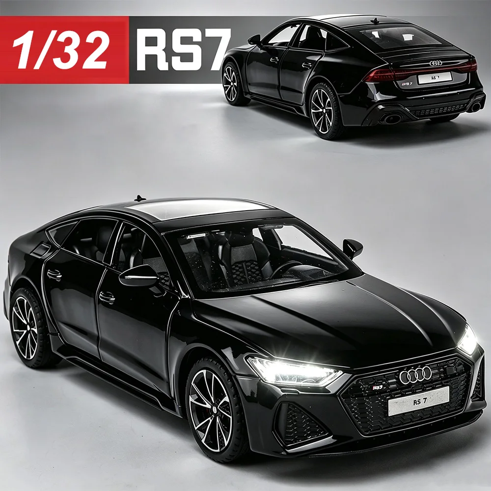 1:32 RS7 RS6 Alloy Diecast Toy Model Car Rear Wheel Return Force Doors Can Opened Rubber Tires High Simulation Models Collection