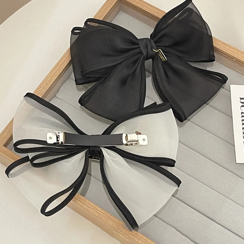 Pure Handmade Mesh Bow Hair Accessories Top Clip Korean Fashion Silk Hair Bows Clip Hairpin Girl Headwear Hair Accessoires Gifts