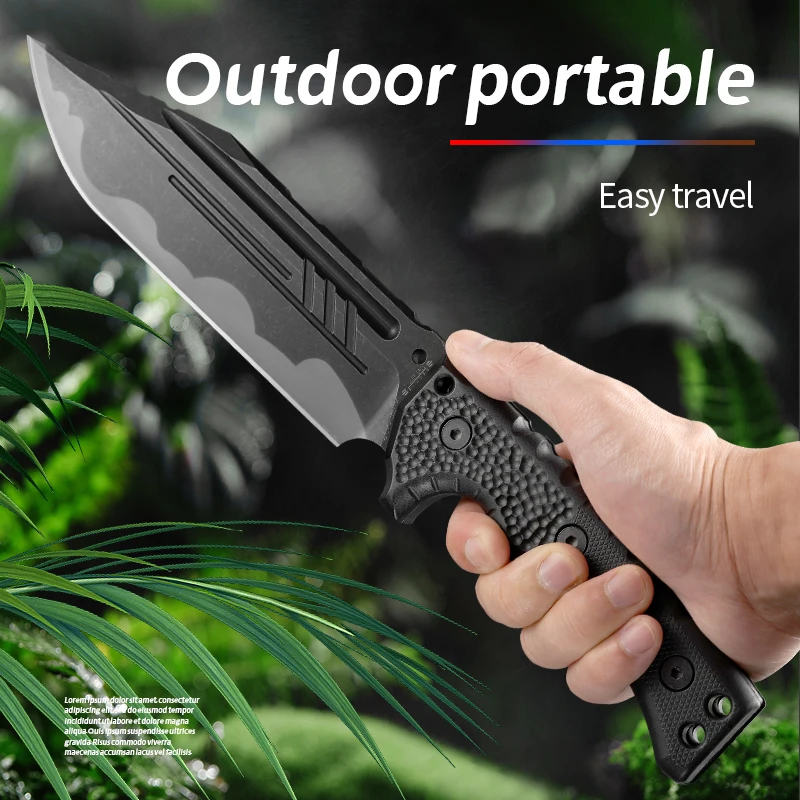 1pc Outdoor High Hardness Military Tactical Knife, Self-Defense, Wilderness Survival Knife, Field Multi-purpose Cutting Knife