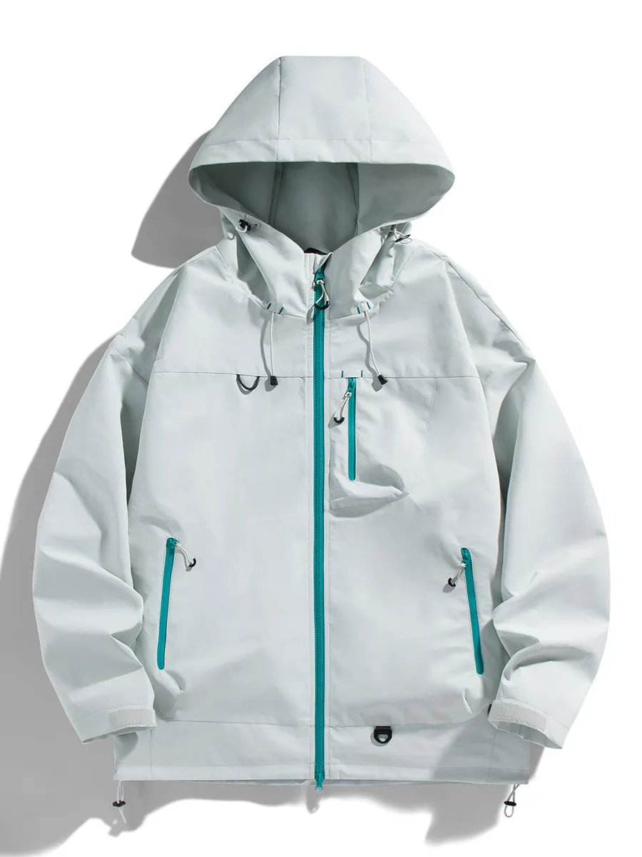 

Мужская повседневная ветрозащитная куртка с капюшоном для активного отдыха, весна-осень, новинка, свободный крой, модная, на молнии