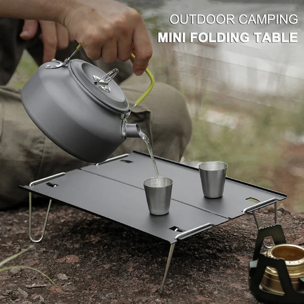 

Mini Table Outdoor Picnic Desk Lightweight Hard-Topped Folding Table Aluminium Alloy Camping Barbecue Table with Carry Bag