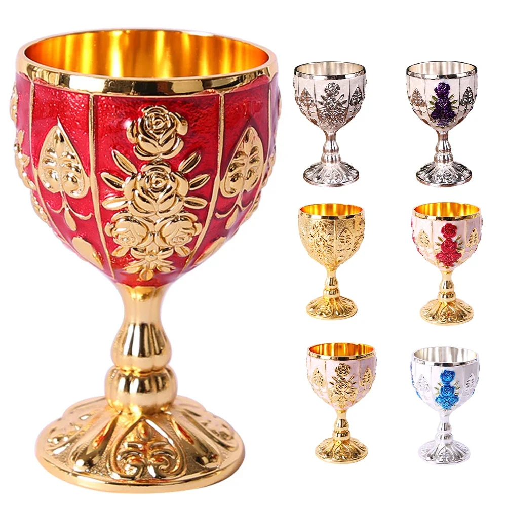 Aluminum Alloy Wine Glasses Retro Dinnerware Goblet Vintage European Style Spirit Vodka Champagne Glasses Bar Home Decor