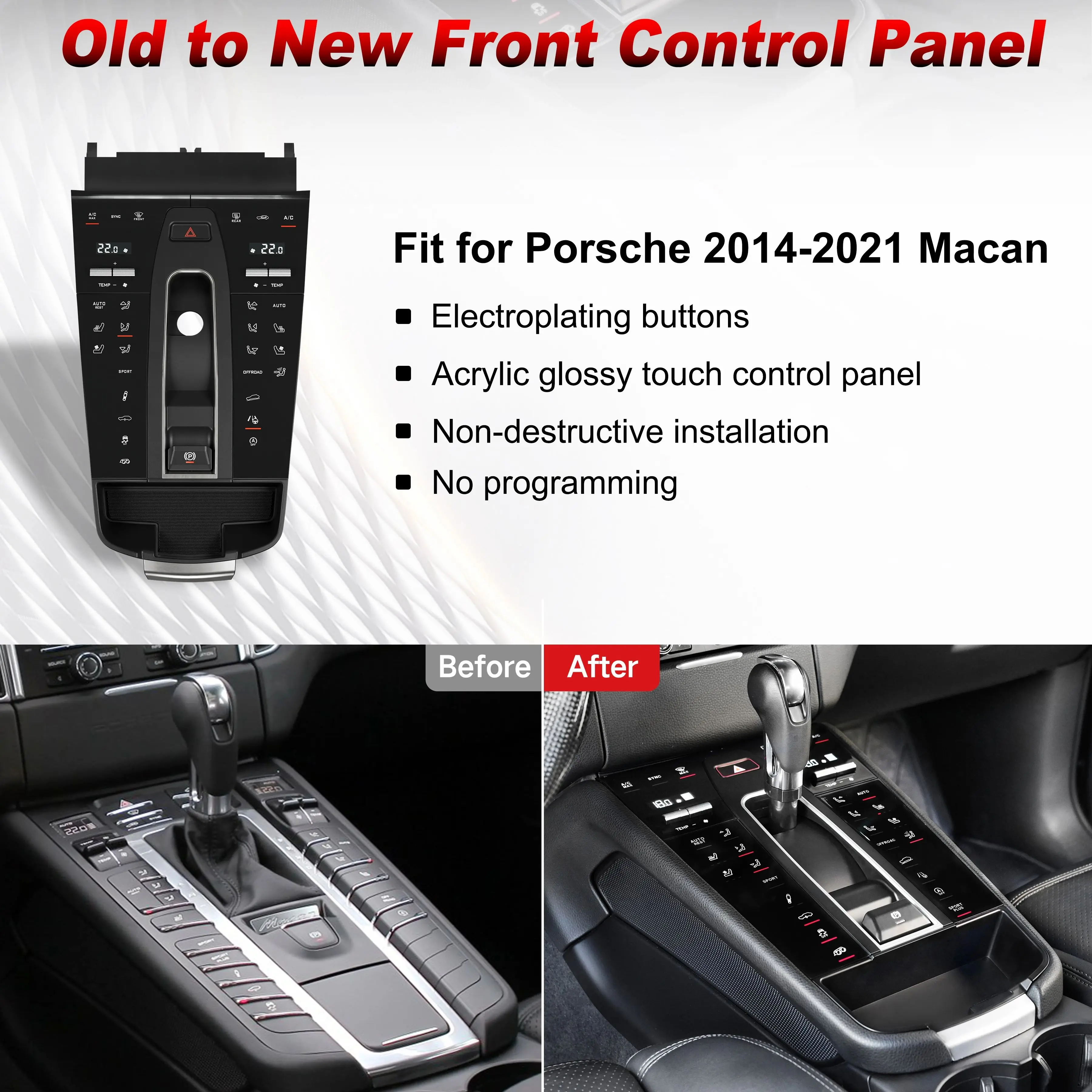 Support LHD RHD For Porsche Macan 2014 2015-2021 (95B.1 /95B.2) Center Console Gear Shift Panel Interior Decorative Accessories