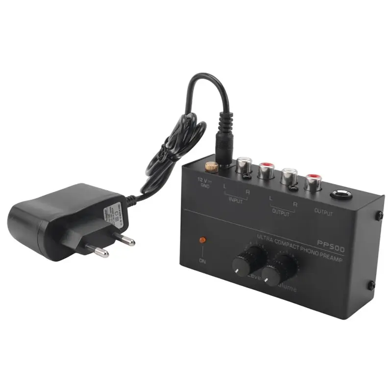 

PP500 Ultra-Compact Phono Preamp Pre Amp Preamplifier With Level Volume Control EU Plug
